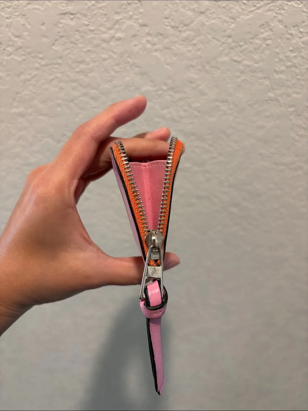 Sold Loewe Orange and Pink Zip Wallet Card Holder